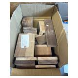 Pair of walnut book ends plus extras