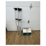 Playmate Lunch Box & Pair Aluminum Crutches