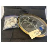 Glass serving tray & birds