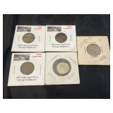 3 Indian Head Pennies, 1 Wheat Penny & 1940 Nickel