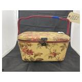 Vintage Floral Tapestry Sewing Box w/ sewing notio