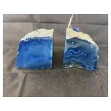 Blue Geode Book Ends