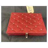 Red Fabric & Pearls Jewelry Box
