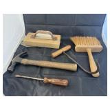 Vintage tools Stanley hammer, screwdriver, well co