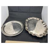 2 Silver toned platters