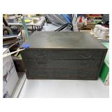 Wood 3 Drawer Organizer box w/ contents