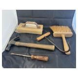 Vintage tools Stanley hammer, screwdriver, well co