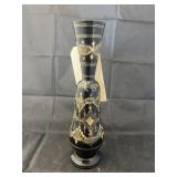 Gold over black ornet metal vase