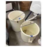 2 - Crocks w/Plexiglass Lids 12'H & 15'H