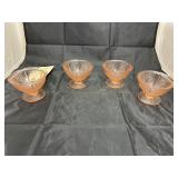 4 Pcs - Pink Depression Glass Dessert Cups