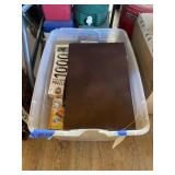 Plastic Bin w/Board Games & Puzzles
