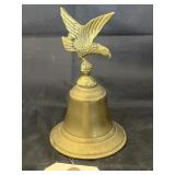 Brass eagle bell & eagle porcelain figurine