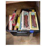 Tote Full of Assorted Train Cars & Parts