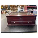 Mahogany 2 section coin collection display