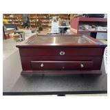 Mahogany 2 section coin collection display