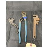 3 Pcs - Pipe Wrench - Pliers - Offset Wrench