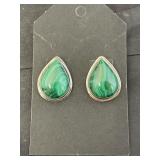 925 Sterling Malachite Tear Drop Earings