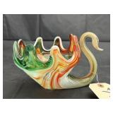 Blown Glass Swan Bowl