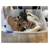 Plastic Bin w/Assorted Shoes - Sandals - Booties