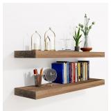 2 Pc. Set Floating Shelves, Honey Oak, Carbonized
