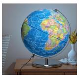 13" World Globe With Stable Heavy Metal Base, Col