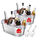 Korvia, Set of 2 Galvanized Oval Tubs With Handles