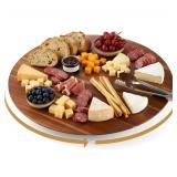 18" Acacia Wood Turntable Organizer