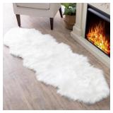 Faux Sheepskin Fur Rug - Fluffy 2x6Ft, Non-Slip, W