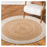 Home Premium Natural Jute Braided Area Rug - 5Ft R