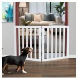 2 Panel Freestanding Indoor Dog Gate - Wood, White