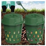 2 Pack Inground Worm Composter- 2.11 Gallon, Grenn