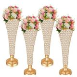 Rtteri 4 Pcs 20" Tall Crystal Vase for Centerpiec