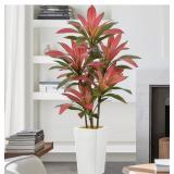 Artificial Red Dracaena Tree, 5 Ft Tall, 90 Leaves