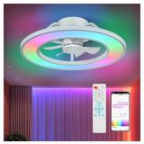 20" RGB Ceiling Fan with Lights and Remote, Low P