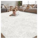 Ultra Soft Fluffy Shag White Rug- Approx. 8