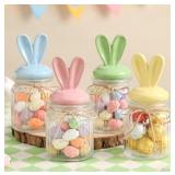 Easter Bunny Candy Jar Decorations, 4 Piece, Glass