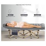 Folding Camping Cot, 550 Lb Capacity, Grey Tufted