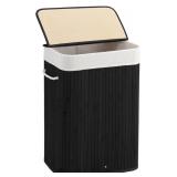 72 L Slim Laundry Hamper with Lid, Foldable Bamboo