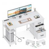 AODK 51" Computer Desk With Drawers & USB Power O
