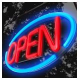 LED Rounded Open Sign - Blue/Red, W/Remote, 12V, 2
