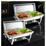 2 Pack Stainless Steel Chafing Dishes Buffet Set -