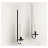 Iron Candle Holder Wall Sconce- 24.8", Black/Rust