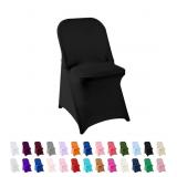 100ct. Spandex Folding Chair Covers, Washable, Bla