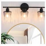 3 Light Vanity Light With Grey Glass Shade, Matte