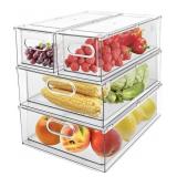 4 Pack Refrigerator Organization Bins- Pull Out Dr