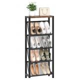 5 Tier Shoe Rack, Slanted Narrow Shelf, Space Savi