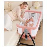 Bedside Bassinet, 3in1, Breathable Mesh, 6 Height