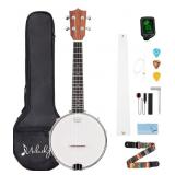 4 String Banjo Ukelele, 23" Sapele Wood with Remo