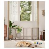 Freestanding Dog Gate, Brown, 24" High, 4 Panels