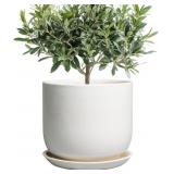 Ceramic Planter, Modern 8" Round Planter For Indo